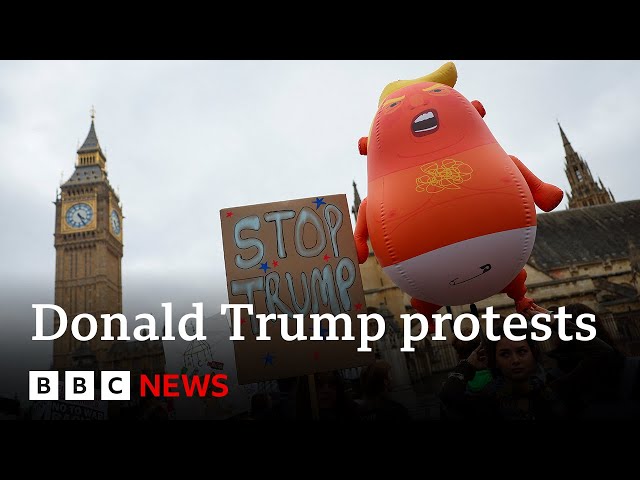 Thousands protest Donald Trump's UK state visit in London | BBC News