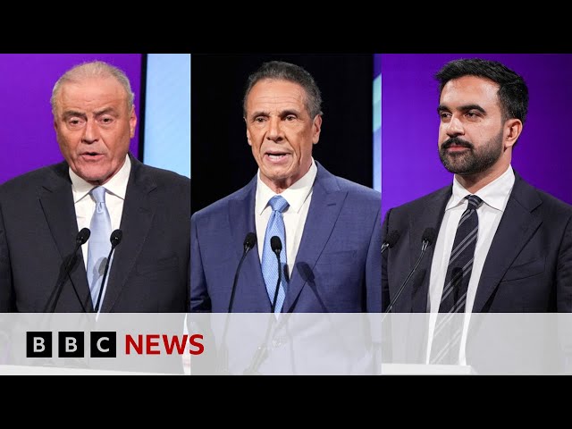 New York City mayoral candidates clash over Trump and political experience | BBC News