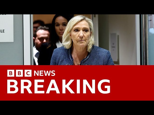 French far-right leader Marine Le Pen barred from running in 2027 presidential election | BBC News