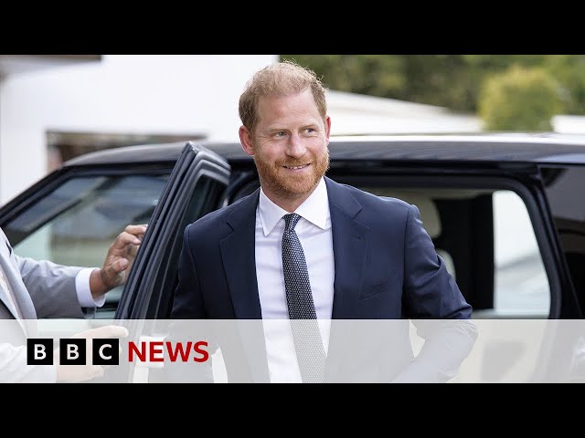 Prince Harry lays wreath in memory of late Queen | BBC News