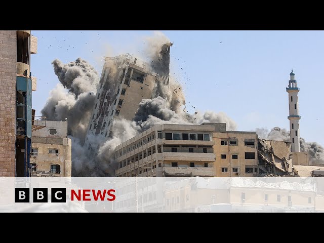 Israeli strikes target Gaza City high-rise buildings | BBC News