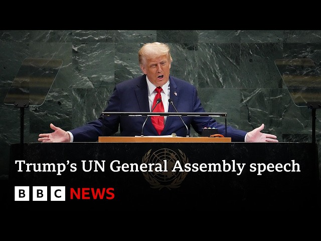 Trump takes aim at migration and climate policies in scathing UN speech | BBC News