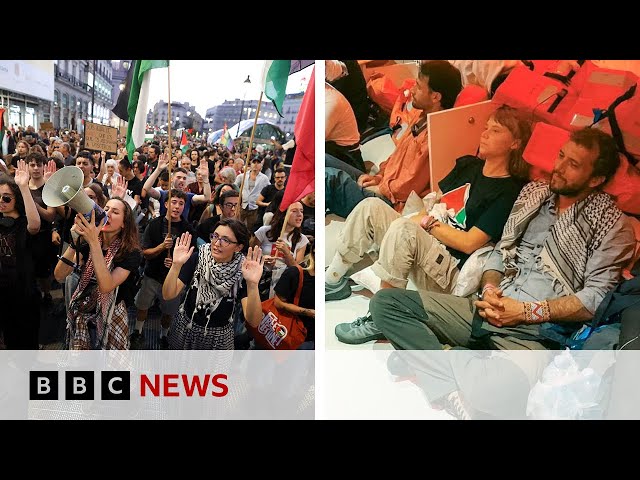 Global demonstrations after Israel detains Gaza flotilla activists | BBC News