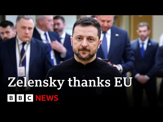 President Zelenksy thanks Europe for 'staying with' Ukraine | BBC News