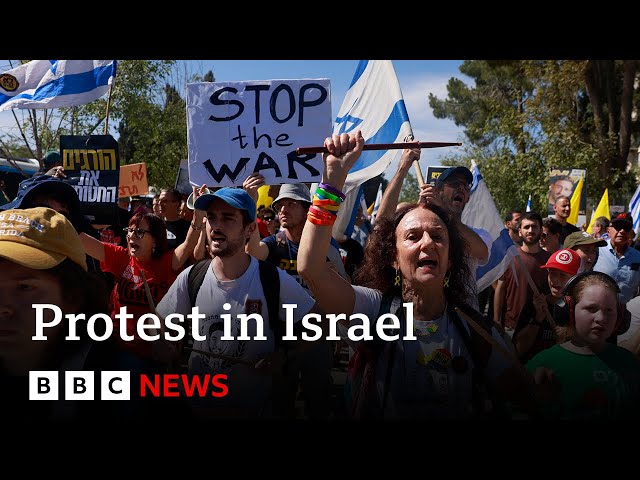 Israelis protest against Gaza occupation plan as Palestinians flee IDF attacks | BBC News