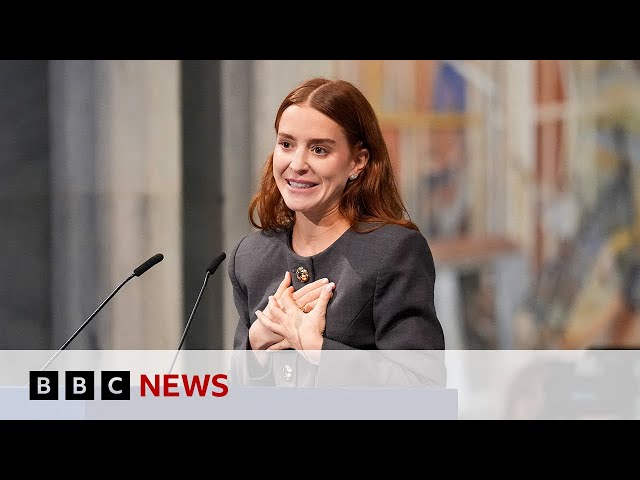 María Corina Machado's daughter accepts Nobel Peace Prize on her behalf | BBC News