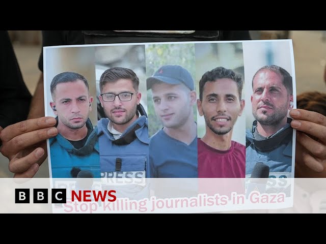 Protests over Israel's killing of journalists in Gaza | BBC News