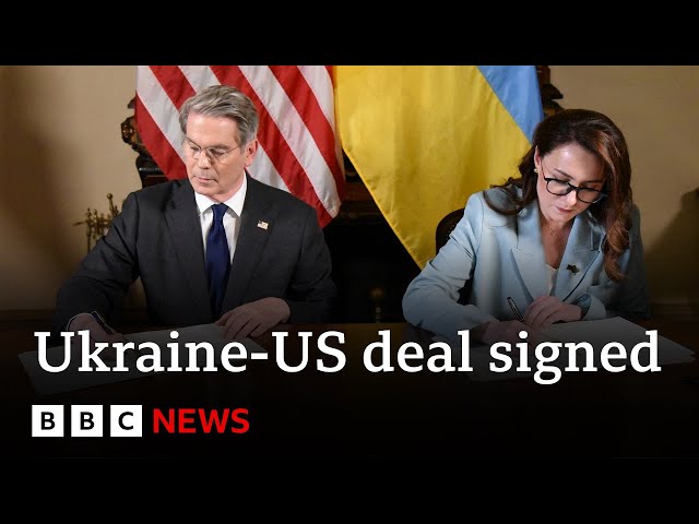 US and Ukraine sign long-awaiting natural resources deal | BBC News
